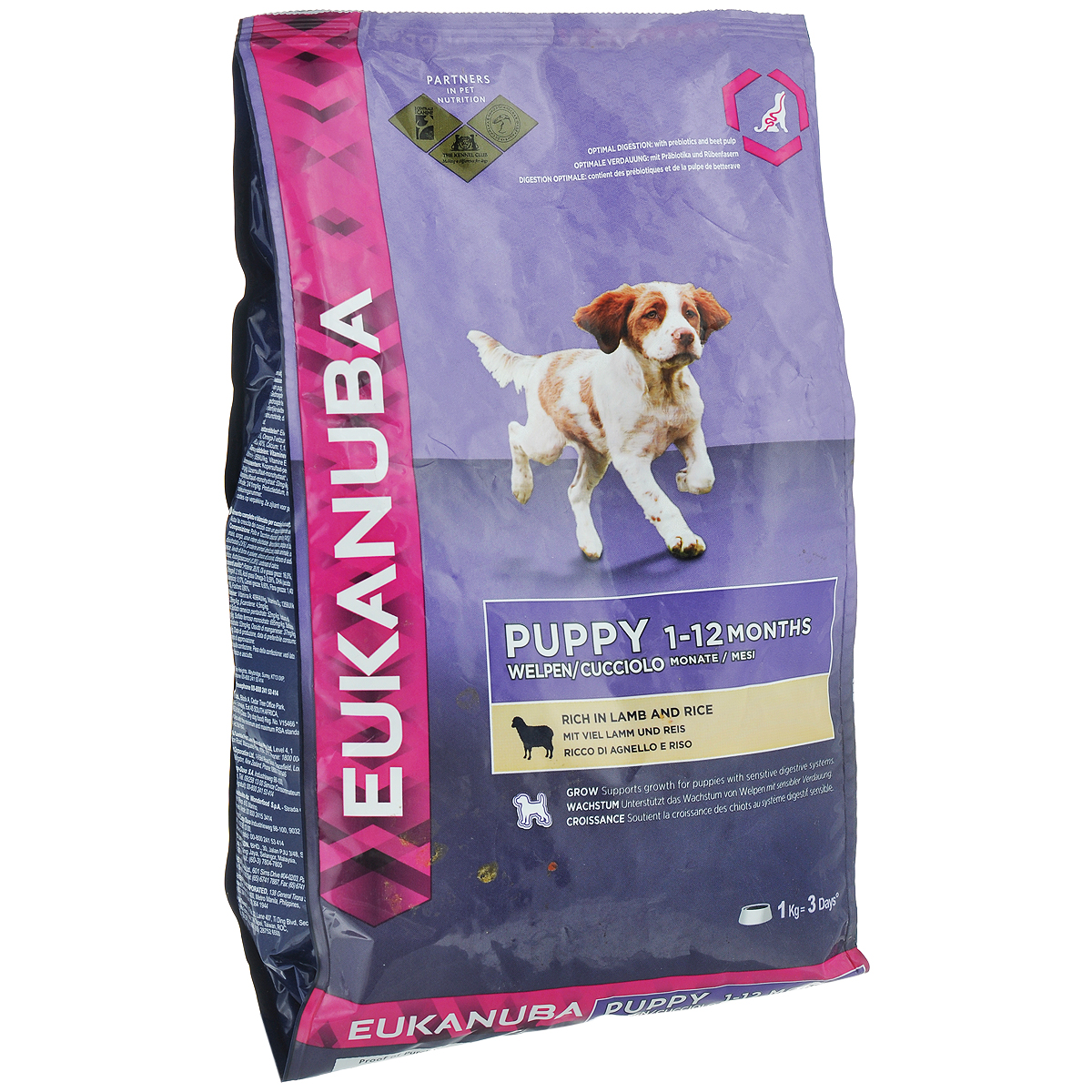 Корм сухой Eukanuba для щенков всех пород, с ягненком и рисом, 2,5 кг81387987 Корм сухой Eukanuba для щенков всех пород, с ягненком и рисом, 2,5 кг81387987Сухой корм Eukanuba является полноценным сбалансированным питанием для щенков всех пород. Корм Eukanuba заботится о здоровье вашего любимца. Особенности корма Eukanuba: - благодаря большому содержанию мяса ягненка содействует построению и сохранению мускулатуры для наилучшей физической формы; - важный антиоксидант поддерживает естественную защиту организма вашего щенка; - пребиотики и пульпа сахарной свеклы способствуют поддержанию здорового пищеварения путем обеспечения нормального функционирования кишечника; - оптимальное соотношение омега-6 и омега-3 жирных кислот помогает укреплять здоровье кожи и шерсти; - кальций способствует укреплению костей; - животные белки способствуют укреплению и поддержанию тонуса мышц; - ДГК стимулирует познавательность и обучаемость щенков. Сухой корм Eukanuba содержит только натуральные компоненты, которые необходимы для полноценного и здорового питания домашних животных. Корма от...