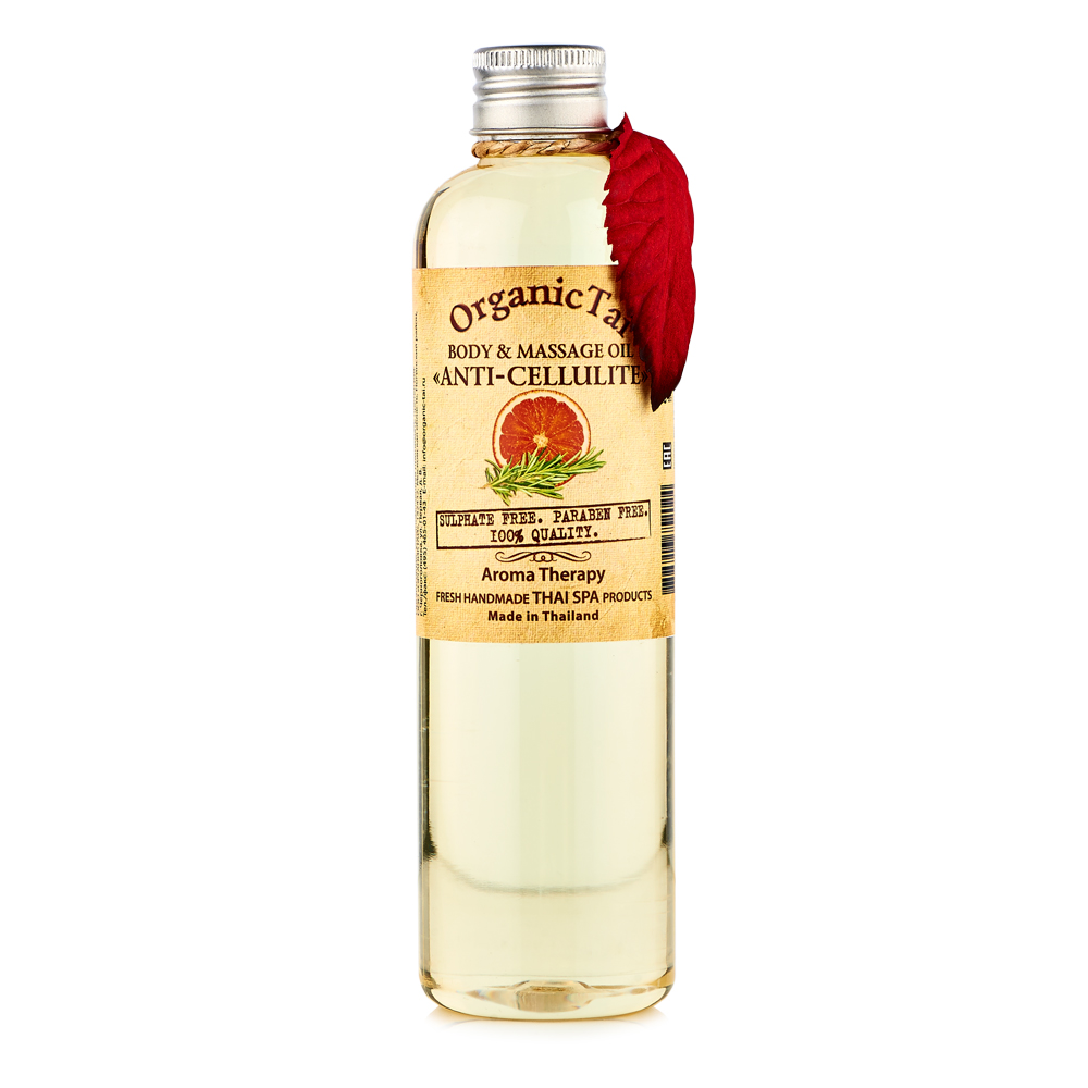 OrganicTai Масло для тела и аромамассажа «АНТИЦЕЛЛЮЛИТНОЕ» 260 мл8858816752024 OrganicTai Масло для тела и аромамассажа «АНТИЦЕЛЛЮЛИТНОЕ» 260 мл8858816752024РУЧНАЯ РАБОТА. ТАЙСКИЙ СПА. АРОМАТЕРАПИЯ. Уникальная формула. Состав этого масла разработан на основе богатого опыта мастеров тайского массажа. Подходит для основного ухода за кожей тела и для массажа. Органические и эфирные масла РОЗМАРИНА, ГРЕЙПФРУТА, ЖОЖОБА, КОКОСОВОЕ, ПЕРСИКА и витамин Е стимулируют обмен веществ, как в коже, так и в подкожной клетчатке, активно борются с целлюлитом и растяжками, тонизируют, питают и освежают кожу, оказывают благотворное влияние на микроциркуляцию, выведение токсинов. Массаж способствует более активному проникновению натуральных компонентов в глубокие слои кожи и усиливает их целебный эффект. При регулярном применениии этого масла Ваша кожа увлажнена и подтянута, а свежий натуральный аромат этого масла поднимет настроение, придаст уверенность в себе и пробудит интерес к жизни.