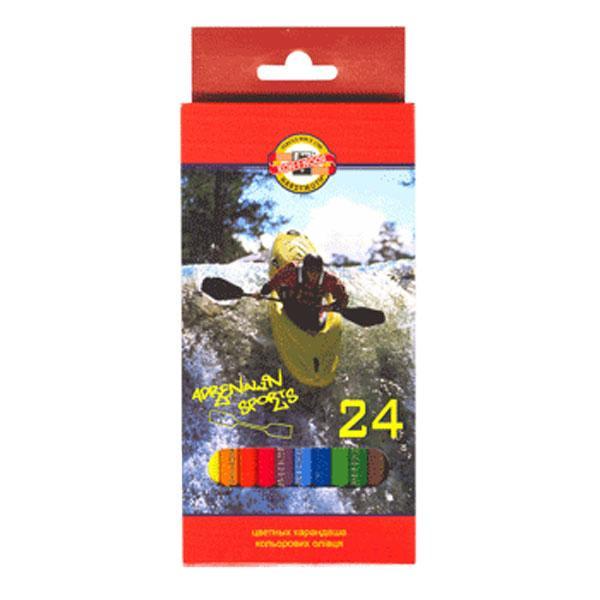 Карандаши 24 цвета Koh-I-Noor Adrenalin Sports в картонной коробке с европодвесом3554024007KSRU Карандаши 24 цвета Koh-I-Noor Adrenalin Sports в картонной коробке с европодвесом3554024007KSRUВысококачественный ударопрочный грифель обеспечивает невероятно мягкое письмо, не ломается и не крошится при заточке. С цветными карандашами маленький художник сможет с легкостью воплотить свои многочисленные творческие замыслы!