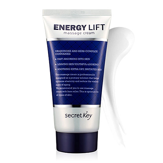 SECRET KEY Массажный энергетический крем-лифтинг Enerгрy Lift Massaгрe Cream 150 мл.95132 SECRET KEY Массажный энергетический крем-лифтинг Enerгрy Lift Massaгрe Cream 150 мл.95132Новый продукт в линейке Secret Key, моментально подтягивающий кожу и восстанавливающий ее упругость: крем, предназначенный для использования с ручным массажером, усиливает его эффект и обеспечивает длительное сохранение результата. В состав средства входят такие активные компоненты как кофеин (стимулирует клеточный обмен и способствует регенерации кожи), экстракт зеленого чая (мощный антиоксидант, успокаивающий и замедляющий процессы старения), а также керамиды и аденозин, которые питают кожу и оставляют ее увлажненной надолго.