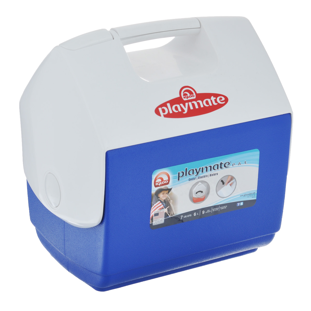 Изотермический контейнер Igloo Playmate Pal, цвет: синий, белый, 6 л7363 Изотермический контейнер Igloo Playmate Pal, цвет: синий, белый, 6 л7363Легкий и прочный изотермический контейнер Igloo Playmate Pal, изготовленный из высококачественного пластика, предназначен для транспортировки и хранения продуктов и напитков. Для поддержания температуры использовать с аккумуляторами холода. Особенности изотермического контейнера Igloo Playmate Pal: - оригинальный замок на верхней крышки Playmate-Realise для открывания одной рукой; - крышка распахивается, обеспечивая легкий доступ к содержимому; - фирменный дизайн Playmate; - защелка надежно фиксирует крышку; - UltraTherm изоляция корпуса и крышки сохраняет содержимое холодным; - эргономичный гладкий дизайн корпуса; - экологически чистые материалы.