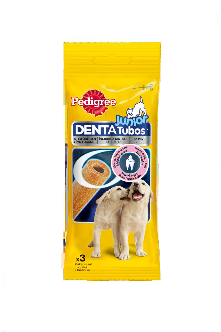 Лакомство для щенков Pedigree Denta Tubos Junior, 3 шт40162 Лакомство для щенков Pedigree Denta Tubos Junior, 3 шт40162Лакомство Pedigree Denta Tubos Junior выполнены в виде жевательных палочек для щенков всех пород со вкусом курицы. Содержит кальций - для укрепления костей и зубов, омега 3 - для шерсти, витамины и минералы - для поддержания природной защиты организма. Состав: злаки, продукты растительного происхождения, мясо и продукты животного происхождения (курица 4%), сахар, экстракты растительного белка, минералы, семена, травы. Содержание полезных веществ и витаминов (в 100 г): белки - 8,0 %, жиры - 1,8 %, зола - 6,0 %, клетчатка - 1,0%, кальций - 0,7 %, моносульфат железа - 54 мг, витамин А - 5777 МЕ, витамин Е - 57 мг, омега 3 - 1160 мг. Количество в упаковке: 3 шт. Вес упаковки: 72 г. Товар сертифицирован.