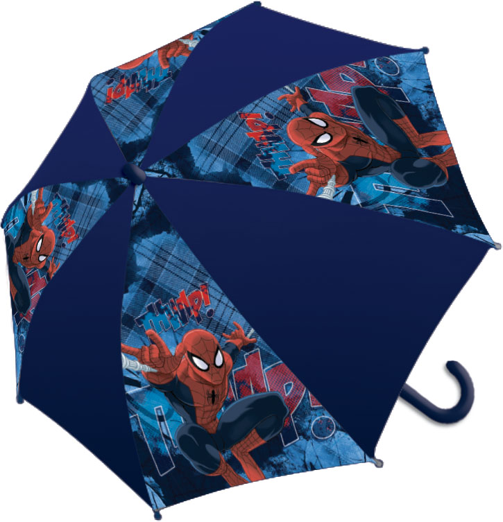 Зонт-трость детский Spider-Man, цвет: темно-синийSMCS-UA1-U8 Зонт-трость детский Spider-Man, цвет: темно-синийSMCS-UA1-U8Яркий детский зонт-трость Spider-Man станет замечательным подарком вашему ребенку и доставит ему много удовольствия. Его форма надежно защитит ребенка в дождливую погоду. Все выступающие металлические части закрыты пластиком, что является защитой от возможных повреждений. Купол зонта выполнен из полиэфирного эластомера и оформлен ярким рисунком. Закрывается хлястиком на кнопку. Каркас зонта выполнен из восьми металлических спиц и оснащен удобной закругленной пластиковой рукояткой. Зонт раскладывается автоматически и складывается механически.