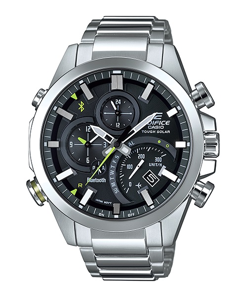 Часы мужские наручные Casio, цвет: стальной, черный. EQB-500D-1AEQB-500D-1A Часы мужские наручные Casio, цвет: стальной, черный. EQB-500D-1AEQB-500D-1AСтильные мужские часы Casio EDIFICE выполнены из нержавеющей стали и минерального стекла. Изделие оформлено символикой бренда. В часах предусмотрен аналоговый отсчет времени. Часы оснащены Bluetooth и функцией Mobile Link, которая позволяет синхронизировать часы с смартфоном для автоматической корректировки времени. Функция секундомера позволит замерять прошедшее время в пределах тысячи часов с точностью 1/100 секунды, предусмотрен будильник. Степень влагозащиты 20 atm. Изделие дополнено стальным браслетом, который застегивается замок-клипсу, позволяющий максимально комфортно и быстро снимать и одевать часы. Часы поставляются в фирменной упаковке. Многофункциональные часы Casio EDIFICE подчеркнут мужской характер и отменное чувство стиля у их обладателя.