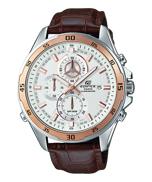 Часы мужские наручные CASIO EDIFICE, цвет: стальной, золотистый. EFR-547L-7AEFR-547L-7A Часы мужские наручные CASIO EDIFICE, цвет: стальной, золотистый. EFR-547L-7AEFR-547L-7AСтильные мужские часы CASIO EDIFICE выполнены из нержавеющей стали, натуральной кожи с тиснением под рептилию и минерального стекла. Циферблат изделия дополнен светящимся составом на стрелках и символикой бренда. Часы оснащены полированным ударостойким корпусом, устойчивым к царапинам минеральным стеклом, секундомером, тремя дополнительными циферблатами, индикатором даты, а также степенью влагозащиты 10 atm. Изделие дополнено ремнем из натуральной кожи, позволяющим максимально комфортно и быстро снимать и одевать часы при помощи пряжки. Часы поставляются в фирменной упаковке. Часы CASIO EDIFICE подчеркнут мужской характер и отменное чувство стиля у их обладателя.