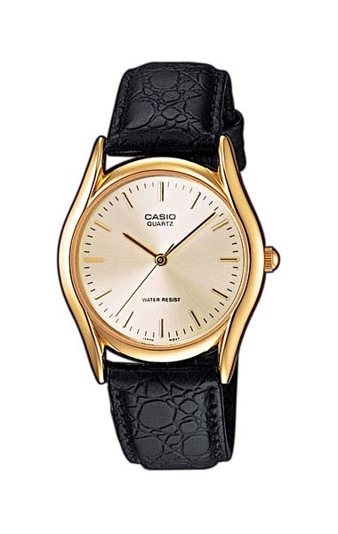 Часы наручные мужские Casio, цвет: золотистый, черный. MTP-1154PQ-7AMTP-1154PQ-7A Часы наручные мужские Casio, цвет: золотистый, черный. MTP-1154PQ-7AMTP-1154PQ-7AСтильные мужские часы Casio выполнены из нержавеющей стали, минерального стекла и натуральной кожи. Циферблат изделия оформлен символикой бренда. Часы оснащены полированным ударостойким корпусом, устойчивым к царапинам минеральным стеклом, а также степенью влагозащиты 3 atm. Часы дополнены ремнем из натуральной кожи с тиснением под рептилию и пряжкой, которая позволит максимально комфортно и быстро снимать и одевать часы. Изделие поставляется в фирменной упаковке. Часы Casio подчеркнут мужской характер и отменное чувство стиля у их обладателя.