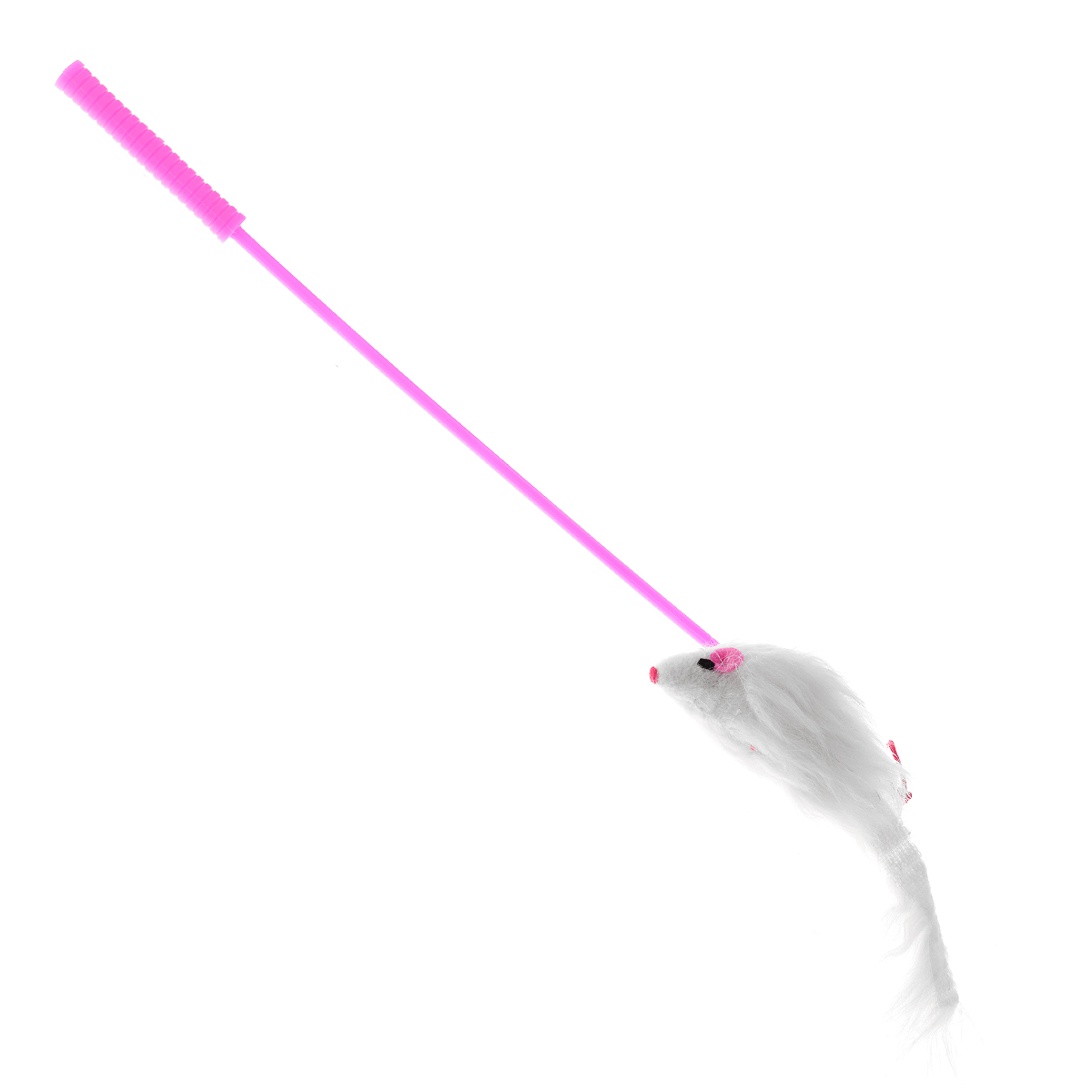 Игрушка для кошек V.I.Pet "Дразнилка-удочка с мышью", цвет: белый, розовый