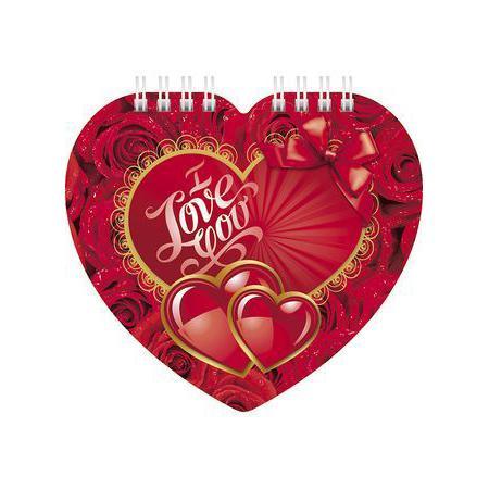 Блокнот 60л А6ф 80 гр/кв.м с фигурной высечкой на гребне I love you60Б6Aгр_11793 Блокнот 60л А6ф 80 гр/кв.м с фигурной высечкой на гребне I love you60Б6Aгр_11793Блокнот с обложкой из картона, защищающей бумагу от деформации.