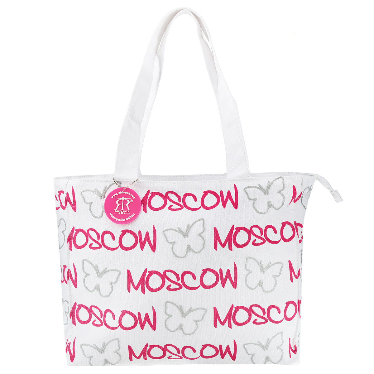 Сумка женская Robin Ruth Moscow, цвет: белый, розовый. BR003-KBR003-K Сумка женская Robin Ruth Moscow, цвет: белый, розовый. BR003-KBR003-KСтильная женская сумка Robin Ruth Moscow выполнена из канваса, дополнена оригинальным принтом и подвеской на цепочке с логотипом бренда. Изделие содержит одно основное отделение, закрывающееся на молнию. Внутри: накладной карман для телефона и вшитый карман на молнии. Стильная сумка позволит вам подчеркнуть свою индивидуальность и завершит ваш образ.