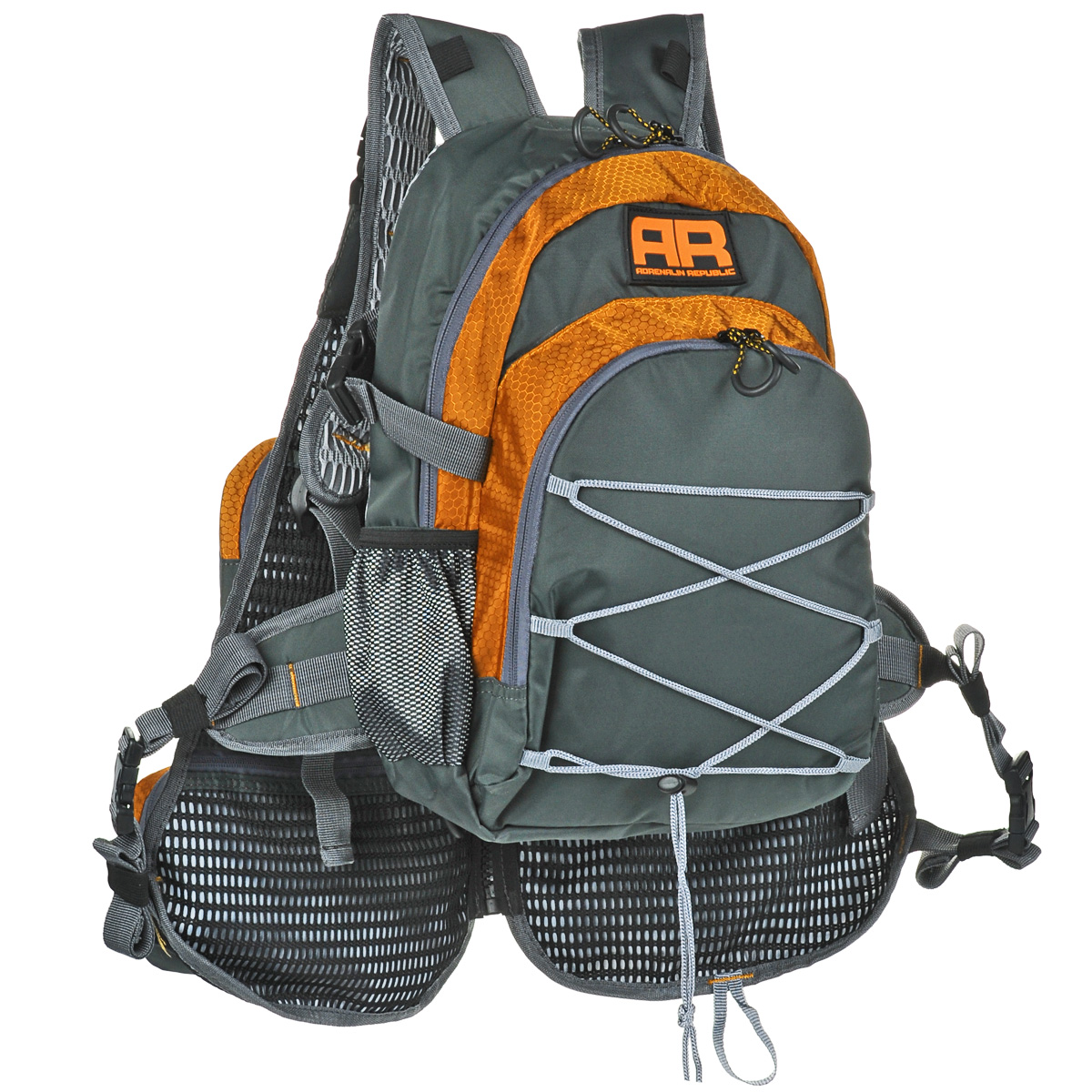 Рюкзак Adrenalin Republic Backpack Twin, с передним обвесом, цвет: оранжевый, серый, 15 л + 10 л80768 Рюкзак Adrenalin Republic Backpack Twin, с передним обвесом, цвет: оранжевый, серый, 15 л + 10 л80768Adrenalin Republic Backpack Twin - универсальная модель с передним обвесом. Можно использовать в комплекте с обвесом или каждую часть по отдельности. Собрались на продолжительную рыбалку? Подвесная система рюкзака Adrenalin Republic Backpack Twin не стесняет маневренность, а при помощи быстрой регулировки длины плечевых лямок вы равномерно распределите переносимый вес. Оригинальный дизайн, износостойкие материалы и удобная конструкция означают комфорт и незабываемые дни, проведенные на рыбалке.