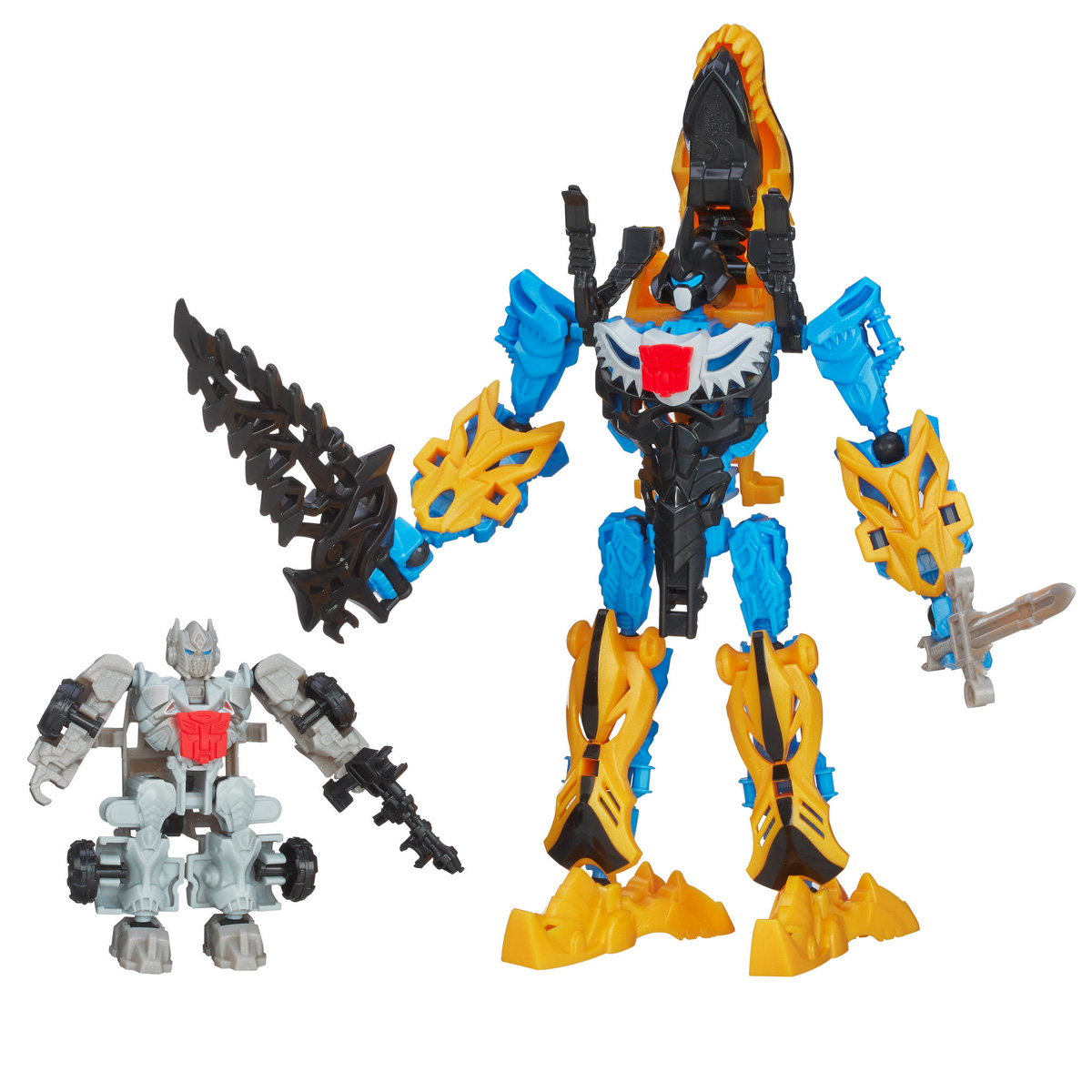 Transformers Констракт-Боты: Silver Knight Optimus Prime & GrimlockA7858E240 Transformers Констракт-Боты: Silver Knight Optimus Prime & GrimlockA7858E240Конструктор Transformers Констракт-Боты Silver Knight: Optimus Prime & Grimlock понравится вашему маленькому поклоннику Трансформеров и не позволит ему скучать. В комплект входят 44 ярких пластиковых элемента, с помощью которых можно собрать фигурки Оптимуса Прайма и Гримлока - персонажей популярных мультсериалов о Трансформерах. Гримлок может трансформироваться в диноробота, Оптимус Прайм - в боевую машину. В комплект входят 2 буклета со схематичными инструкциями для сборки фигурок. Ваш ребенок часами будет играть с конструктором, придумывая разные истории. Порадуйте его таким замечательным подарком!