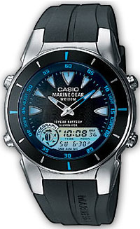 Наручные часы Casio MRP-700-1AMRP-700-1A Наручные часы Casio MRP-700-1AMRP-700-1AАналогово-цифровые часы Casio MRP-700-1A для морского отдыха с функциями отображения приливов и отливов, фазы луны. Формат времени 12/24 Секундомер с точностью измерения 1/100 сек, запас измерения 24 часа Таймер с автоповтором с отсчетом времени от 1 минуты до 24 часов Отображение двух часовых поясов Звуковой сигнал: 3 будильника с повторным сигналом Длительный срок службы батареи - 10 лет Точность хода ±30с/мес