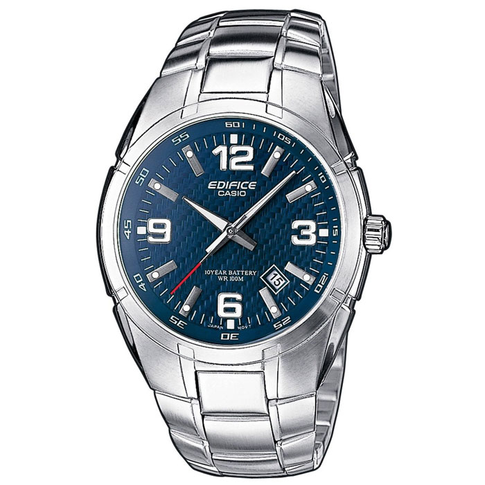Наручные часы Casio EF-125D-2EF-125D-2A Наручные часы Casio EF-125D-2EF-125D-2AМужские часы Casio EF-125D. Светящееся покрытие обеспечивает длительную подсветку в темное время суток после короткого воздействия света Прочное, устойчивое к царапинам минеральное стекло защищает часы от повреждений Поверхность стекла часов является выпуклой. Это обеспечивает высокий уровень прочности и устойчивости к давлению Резьбовое соединение на основании корпуса оптимально защищает внутренний механизм часов и одновременно обеспечивает легкий доступ, например, при замене аккумулятора Надежный, прочный и элегантный: браслет из нержавеющей стали придает Вашим часам классический вид Всегда надежно: у этих часов есть особая безопасная предохранительная защелка, которая помогает предотвратить случайное расстегивание ремешка Десять лет - один аккумулятор. Новые разработки в электронике обеспечивают значительно более низкое потребление энергии Идеально подходит для плавания с маской и трубкой: часы являются водонепроницаемыми до 10...