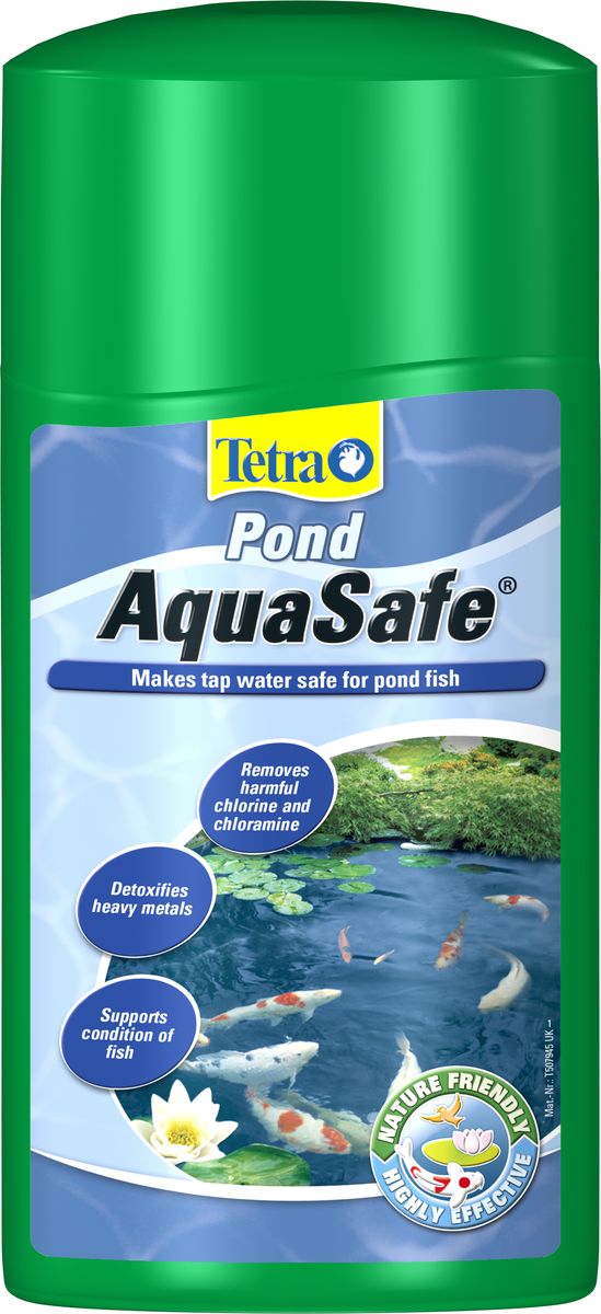 Средство для подготовки воды для пруда Tetra Pond AquaSafe, 1 л155046 Средство для подготовки воды для пруда Tetra Pond AquaSafe, 1 л155046Tetra Pond AquaSafe - профилактическое средство, превращающее агрессивную водопроводную воду в экологически здоровую и пригодную среду обитания рыб. Специальная комбинация действующих веществ делает воду в пруду безопасной и поддерживает её такой: - Эффективно и надёжно тяжелые металлы, такие как медь, кадмий; - Нейтрализует агрессивный хлор; - Благодаря содержанию органических коллоидов обеспечивает защиту слизистой оболочки рыб, предотвращает гниение плавников; В состав препарата входит важный витамин B1, снижающий стресс рыб, а также повышающий их естественную сопротивляемость болезням; Создает идеальные условия для микроорганизмов, которые удаляют загрязняющие вещества и сокращают концентрацию аммония/аммиака и нитритов; Немедленный и длительный эффект; Особенно рекомендуем после продолжительных дождей, во время первоначального заполнения пруда, а также при каждой последующей частичной замене воды; ...