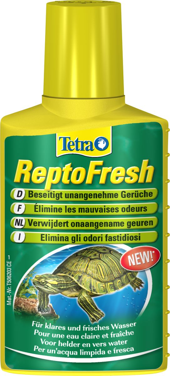 Средство для очистки воды в аквариуме с черепахами Tetra ReptoFresh, 100 мл195110 Средство для очистки воды в аквариуме с черепахами Tetra ReptoFresh, 100 мл195110Водяные черепахи и другие рептилии, главным образом живущие в воде, сильно загрязняют воду остатками корма и не переваренной пищи, что часто приводит к возникновению неприятного запаха не только в аквариуме/террариуме, но и в квартире. Появлению запаха способствует также высокая температура в террариуме. Средство ReptoFresh от компании Тетра устраняет неприятные запахи, делает воду чистой, ускоряет разложение отходов. Дезинфицирует, сокращает риск инфекций после царапин. Дозировка: 10 мл на 50 л воды 1 раз в неделю. Товар сертифицирован.