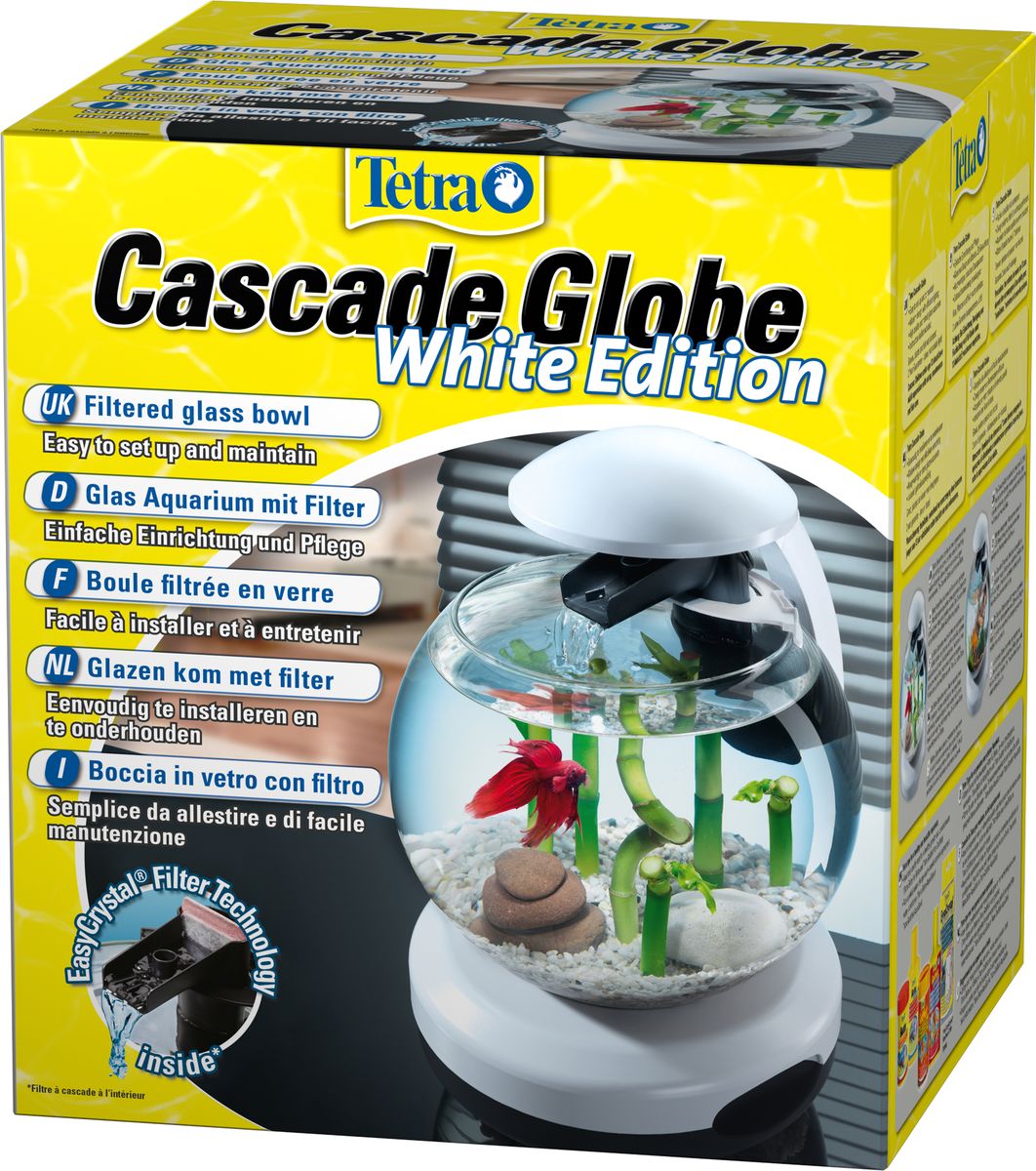Аквариумный комплекс Tetra Cascade Globe, цвет: белый, 6,8 л238909 Аквариумный комплекс Tetra Cascade Globe, цвет: белый, 6,8 л238909Аквариумный комплекс Tetra Cascade Globe представляет собой стеклянную емкость с фильтром, прост в установке и уходе. Функция водопада создаст расслабляющую атмосферу. Легкость ухода: необходимо лишь заменять картридж фильтра Tetra каждые 4 недели. 8 светодиодных лампочек в крышке обеспечивают яркое освещение. Питание фильтра и светодиодной подсветки обеспечивается с помощью одного сетевого кабеля низкого напряжения. Управление светодиодным освещением осуществляется с помощью кнопки включения/выключения. Объем: 6,8 л.