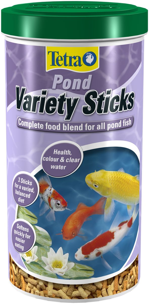 Корм сухой Tetra Pond Variety Sticks для прудовых рыб, 3 вида палочек, 1 л751255 Корм сухой Tetra Pond Variety Sticks для прудовых рыб, 3 вида палочек, 1 л751255Смесь из трех различных видов палочек обеспечит полноценное и разнообразное кормление для всех прудовых рыб. - содержит все важные питательные вещества, витамины и микроэлементы. - усиление окраски благодаря высококачественным биологическим усилителям цвета. - легко усваивается благодаря высокому содержанию пшеничных зерен, богат балластными веществами. - повышенная сопротивляемость организма благодаря витамину C. - существенно меньшее загрязнение воды благодаря биологической доступности питательных веществ. - высококачественный пластиковый пакет защищает корм от вредного воздействия солнечного света, воздуха и влажности. Это означает, что основные вещества корма защищены и корм остается свежим, обеспечивая самое лучшее кормление. Товар сертифицирован.
