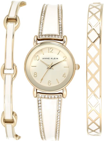 Часы наручные женские Anne Klein 2052IVST, цвет: белый, золотистый2052IVST Часы наручные женские Anne Klein 2052IVST, цвет: белый, золотистый2052IVSTКорпус: металл, PVD покрытие, 24 мм, стекло: минеральное, браслет: металл, стразы, PVD покрытие, 2 дополнительных браслета, механизм: кварцевый, водозащита: 3 АТМ