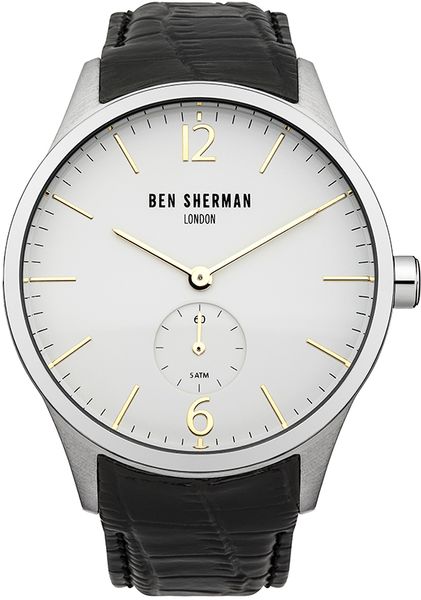 Часы наручные мужские Ben Sherman Spitalfields Professinal, цвет: стальной, черный. WB003CRWB003CR Часы наручные мужские Ben Sherman Spitalfields Professinal, цвет: стальной, черный. WB003CRWB003CRСтильные мужские наручные часы Ben Sherman Spitalfields Professinal со стальным корпусом идеально подойдут для человека, ценящего качественные и практичные вещи. Циферблат изделия оформлен отметками, часовой, минутной стрелками, и дополнен логотипом Ben Sherman. Секундная стрелка вынесена на отдельный циферблат. Часы оснащены кварцевым механизмом VD78 Time Module и устойчивым к царапинам минеральным стеклом. Модель обладает степенью влагозащиты 5 atm. Изделие дополнено ремешком из натуральной кожи c фактурным тиснением, позволяющим максимально комфортно и быстро снимать и одевать часы при помощи пряжки. Часы поставляются на специальной подушечке в стильной коробке с логотипом Ben Sherman. Классический дизайн часов Ben Sherman Spitalfields Professinal придаст вам еще больше уверенности и элегантности.