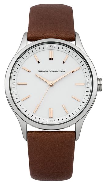 Часы наручные женские French Connection, цвет: стальной, коричневый. FC1245TFC1245T Часы наручные женские French Connection, цвет: стальной, коричневый. FC1245TFC1245TСтильные женские наручные часы French Connection со стальным корпусом идеально подойдут для человека, ценящего качественные и практичные вещи. Циферблат изделия, оформленный отметками, часовой, минутной и секундной стрелками, дополнен логотипом French Connection и украшен чешскими кристаллами. Часы оснащены кварцевым механизмом Miyota 2035 и устойчивым к царапинам минеральным стеклом. Модель обладает степенью влагозащиты 3 atm. Изделие дополнено ремешком из натуральной кожи, позволяющим максимально комфортно и быстро снимать и одевать часы при помощи пряжки. Часы поставляются на специальной подушечке в стильной коробке с логотипом French Connection. Надежный аксессуар с классическим дизайном станет великолепным компаньоном стильной леди.