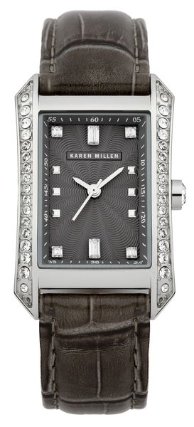 Часы наручные женские Karen Millen KM111B, цвет: стальной, серыйKM111B Часы наручные женские Karen Millen KM111B, цвет: стальной, серыйKM111BТрехстрелочный механизм Miyota 2035, корпус из нержавеющей стали;ремень- натуральная кожа серого цвета, размер корпуса 26x40mm;минеральное стекло; Циферблат: гильошированный;Кристаллы Swarovski; Водозащита 5 ATM