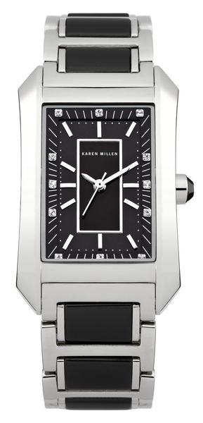 Часы наручные женские Karen Millen, цвет: стальной, черный. KM119BMKM119BM Часы наручные женские Karen Millen, цвет: стальной, черный. KM119BMKM119BMВеликолепные женские наручные часы Karen Millen выполнены из нержавеющей стали. Циферблат изделия оформлен отметками, часовой, минутной и секундной стрелками. Также циферблат дополнен логотипом Karen Millen и украшен кристаллами Swarovski. Часы оснащены кварцевым механизмом Miyota 2035 и устойчивым к царапинам минеральным стеклом. Модель обладает степенью влагозащиты 5 atm. Изделие дополнено стальным браслетом с вставками из керамики, который закрывается на складной замок. Часы поставляются на специальной подушечке в стильной коробке с логотипом Karen Millen. Стильные часы заставят окружающих обратить на вас внимание.