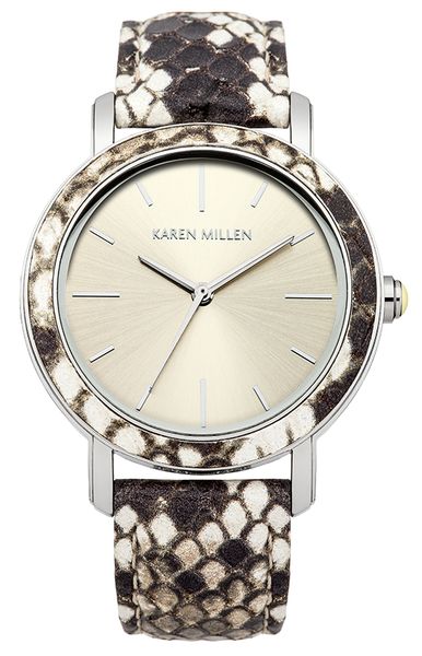 Часы наручные женские Karen Millen KM137CSP, цвет: стальнойKM137CSP Часы наручные женские Karen Millen KM137CSP, цвет: стальнойKM137CSPТрехстрелочный механизм Miyota;9T33;Сталь,,Полированный корпус Case;размер корпуса o 37 mm;Минеральное стекло Glass;Зеркальный циферблат Dial; Stones;Ремень из натуральной кожи коричневого цвета;Водозащита 5ATM