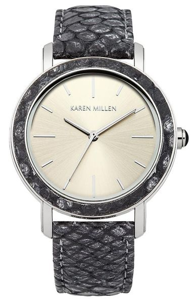 Часы наручные женские Karen Millen KM137E, цвет: стальной, черныйKM137E Часы наручные женские Karen Millen KM137E, цвет: стальной, черныйKM137EТрехстрелочный механизм Miyota 2035; Сталь; Размер корпус: o 37 mm; Минеральное стекло; Серебристый циферблат; нет камней; Ремень из натуральной кожи серого цвета; Водозащита 5 ATM