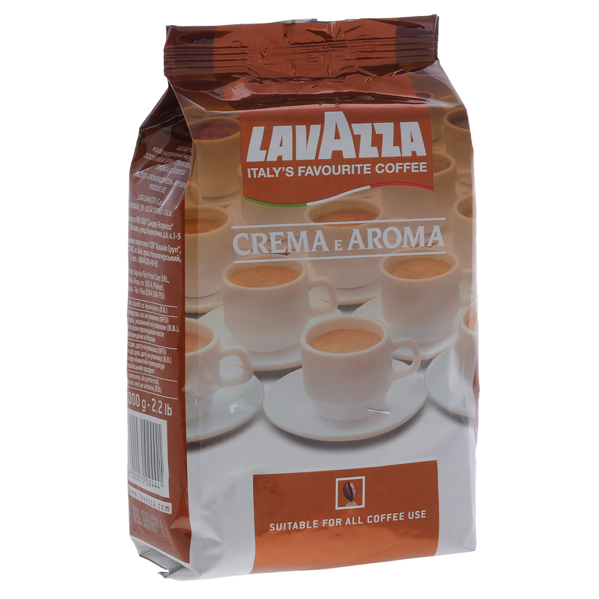 Lavazza Crema e Aroma кофе в зернах, 1 кг2444 Lavazza Crema e Aroma кофе в зернах, 1 кг2444Интенсивный и насыщенный вкус характеризует кофе Lavazza Crema e Aroma в зернах, представляющий собой идеальный баланс тщательно отобранных бобов. Медленная, длительная обжарка смеси Lavazza Crema e Aroma, состоящая на 80% арабики и 20 % робусты, раскрывает полноту тела и насыщенный аромат. При приготовлении этого кофе в зернах вы увидите плотную пенку, ощутите приятный вкус и аромат который может дать только кофе Lavazza!