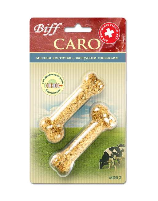 Лакомство для собак Biff Caro мясная косточка с говяжьим желудком, 2 шт1667 Лакомство для собак Biff Caro мясная косточка с говяжьим желудком, 2 шт1667Мясная косточка с желудком говяжьим - идеальное лакомство для нормализации работы желудочно- кишечного тракта у собак. Это лакомство поможет Вашему питомцу более полноценно усвоить питательные вещества рациона. Желудок говяжий богат ферментами и витаминами микрофлоры желудка жвачных животных, которые сохранили свою активность благодаря особой технологии приготовления лакомства. Ферменты улучшают расщепление и усвоение питательных веществ, нормализуют функционирование органов пищеварения и микрофлору желудочно–кишечного тракта, оказывают противовоспалительное воздействие. Вкус: говядина Состав: Кожа говяжья – 35%, желудок говяжий – 24%, кукуруза – 16%, отруби – 12%, мясокостная мука - 7%, кишки говяжьи – 6%. Условия хранения: хранить в сухом прохладном месте. Товар сертифицирован.