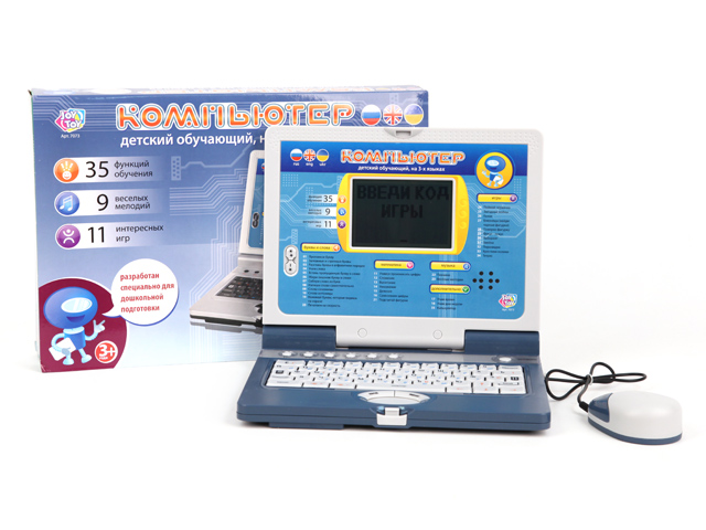 Компьютер Joy Toy обучающийA848-H05039 Компьютер Joy Toy обучающийA848-H05039Век компьютерных технологий давно наступил, и далее технологии будут лишь развиваться. Так что свой первый собственный компьютер ребенок может получить в самом раннем возрасте. Например, такой обучающий компьютер от ТМ «JOY TOY». Он имеет 35 функций, 9 мелодий, 21 игра. Работает с помощью трех батареек вида АА 1,5V, которые входят в комплект. Размер коробки: 41*25*4 см, вес: 1103 г.