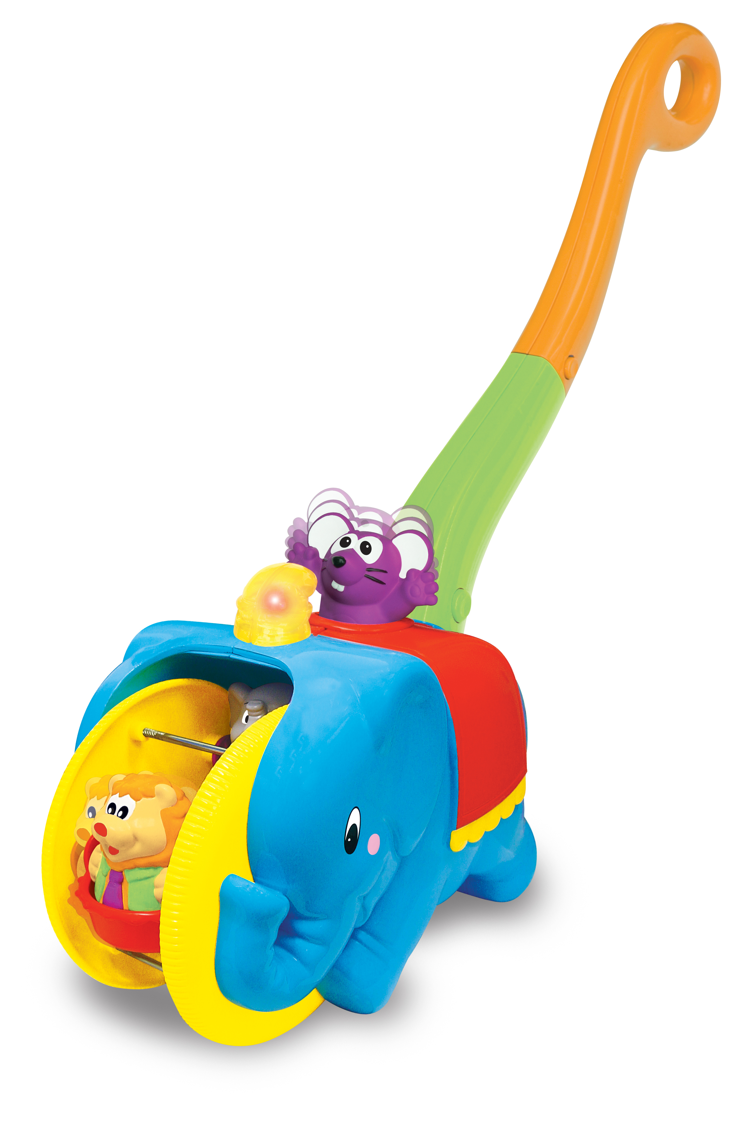 Kiddieland Игровая каталка с ручкой Цирковой слонKID 049759 Kiddieland Игровая каталка с ручкой Цирковой слонKID 049759KID 049759 Игровая каталка с ручкой Цирковой слон. Яркая, озвученная на русском языке игрушка-каталка с удобной ручкой развлечет малыша мигающими огоньками и веселыми песенками. Малыш, опираясь на ручку, легко сможет катить игрушку в различных направлениях. Во время движения игрушки фигурка мышонка двигается вверх-вниз, а цирковые зверушки весело кружатся в колесе. При этом звучат забавные песенки. Фигурки цирковых зверей легко снимаются, и малыш может играть с ними отдельно. Добро пожаловать в цирк! Упаковка презентационно-открытая. Питание: 2 батареи АА (входят в комплект). Размер игрушки: 46х12,5х37,3 см. Ссылка на видео обзор: http://www.youtube.com/watch?v=dK0E5ijQvWw Рекомендовано для детей возрастом от 18 месяцев.