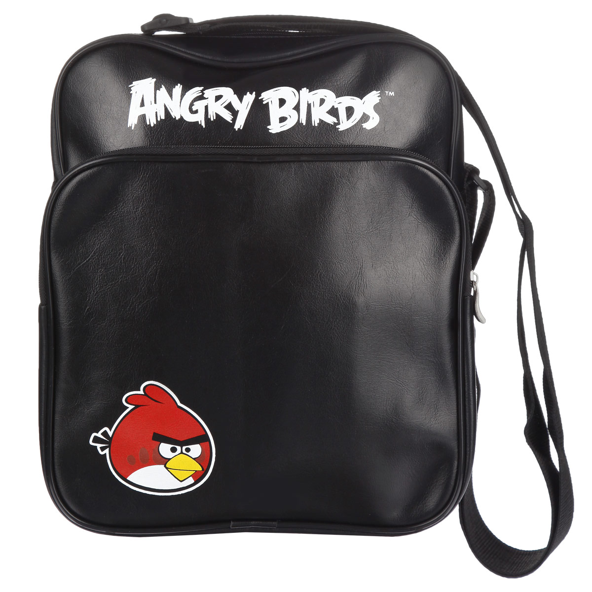 Сумка Angry Birds Красная птица, цвет: черный. 8481284812 Сумка Angry Birds Красная птица, цвет: черный. 8481284812Сумка молодёжная Angry Birds Красная птица сочетает в себе современный дизайн, функциональность и долговечность. Сумка выполнена из кожзаменителя и содержит одно вместительное отделение, застегивающееся на застежку-молнию. Внутри имеется дополнительный карман-разделитель на молнии. На лицевой стороне сумки находятся карман на застежке-молнии. Внутри имеется нашивной карман и фиксаторы для пишущих принадлежностей. На задней стороне сумка имеет дополнительный карман на молнии. Сумка оснащена плечевым ремнем, регулируемой длины.