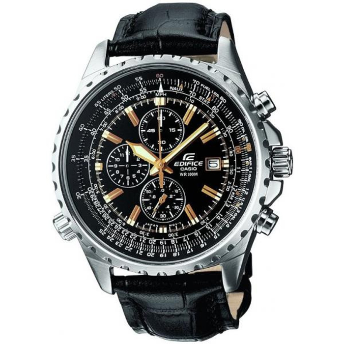 Наручные часы Casio EF-527L-1AEF-527L-1A Наручные часы Casio EF-527L-1AEF-527L-1AНаручные часы Casio EF-527L-1A. Неоновый дисплей: Светящееся покрытие обеспечивает длительную подсветку в темное время суток после короткого воздействия света. Дисплей с датой: На дисплее отображается текущая дата. Функция секундомера - 1/20 сек. - 12 часов: Прошедшее время измеряется с точностью в 1/20 секунды. Пределы измерения достигают 12 часов. Функция логарифмической линейки: Для выполнения различных расчетов можно использовать функцию логарифмической линейки , например, для расчета маршрута полета, скорости или расхода топлива. Функция логарифмической линейки используется в основном в авиаторских часах. Минеральное стекло: Прочное, устойчивое к царапинам минеральное стекло защищает часы от повреждений. Крышка с винтовым фиксатором: Резьбовое соединение на основании корпуса оптимально защищает внутренний механизм часов и одновременно обеспечивает легкий доступ, например, при замене...