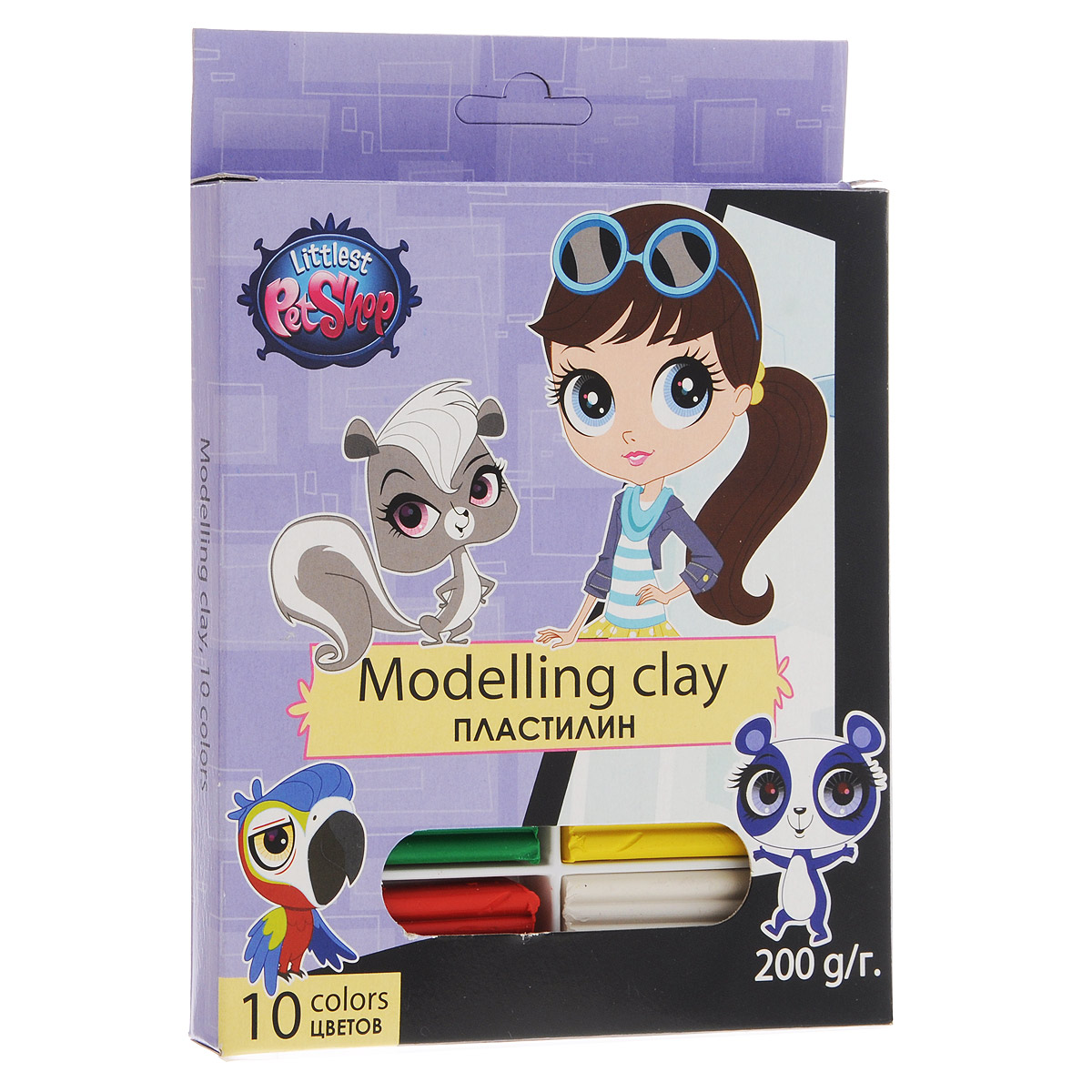 Пластилин Littlest Pet Shop, 10 цветовLPCB-US1-PSC-BOX10 Пластилин Littlest Pet Shop, 10 цветовLPCB-US1-PSC-BOX10Пластилин Littlest Pet Shop - это отличная возможность познакомить ребенка с еще одним из видов изобразительного творчества, в котором создаются объемные образы и целые композиции. В набор входит пластилин 10 ярких цветов (красный, темно-зеленый, черный, оранжевый, светло-зеленый, белый, желтый, синий, коричневый, голубой), а также пластиковый стек для нарезания пластилина. Цвета пластилина легко смешиваются между собой, и таким образом можно получить новые оттенки. Пластилин пластичный, легко размягчается, имеет яркие, красочные цвета и не липнет к рукам. Техника лепки богата и разнообразна, но при этом доступна даже маленьким детям. Занятия лепкой не только увлекательны, но и полезны для ребенка. Они способствуют развитию творческого и пространственного мышления, восприятия формы, фактуры, цвета и веса, развивают воображение и мелкую моторику.