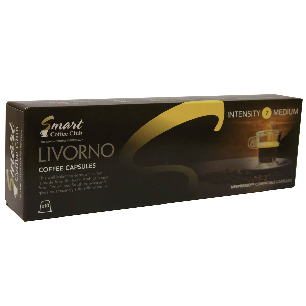 Smart Coffee Club Livorno кофе в капсулах5573063222108 Smart Coffee Club Livorno кофе в капсулах5573063222108Натуральный свежеобжаренный кофе в капсулах Smart Coffee Club Livorno - это хорошо сбалансированная смесь, изготовленная из лучших зерен арабики из Центральной и Южной Америки, которая может похвастаться дразнящим ароматом карамели.