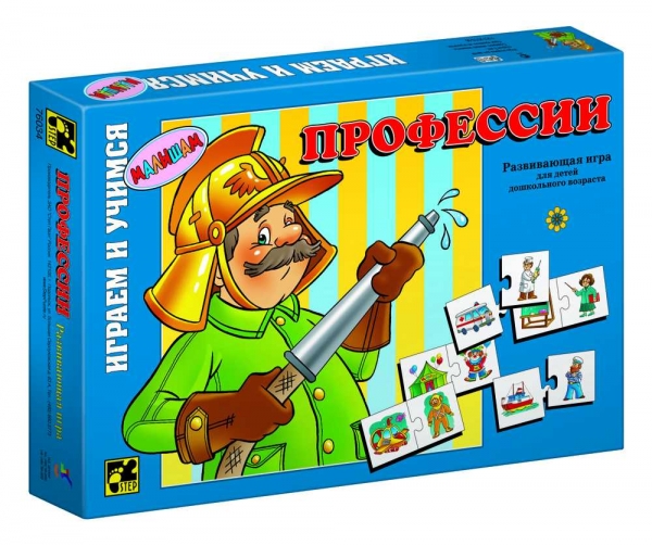 Step Puzzle Развивающая игра Профессии76034 Step Puzzle Развивающая игра Профессии76034Играем и учимся! Развивающая игра для дошкольников. Благодаря простым правилам и ярким картинкам, ребенок, наряду с получаемыми знаниями, развивает ассоциативное мышление, память, мелкую моторику рук.