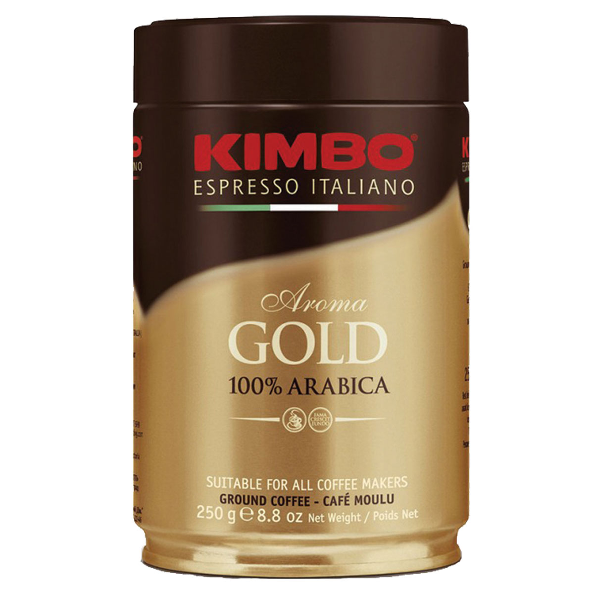 Kimbo Aroma Gold 100% Arabica кофе молотый, 250 г (ж/б)8002200102128 Kimbo Aroma Gold 100% Arabica кофе молотый, 250 г (ж/б)8002200102128Натуральный жареный молотый кофе Kimbo Gold 100% Arabica. Смесь превосходной арабики отличается нежным вкусом, мягкой кислинкой и тонким ароматом. Состав смеси: 100% арабика.