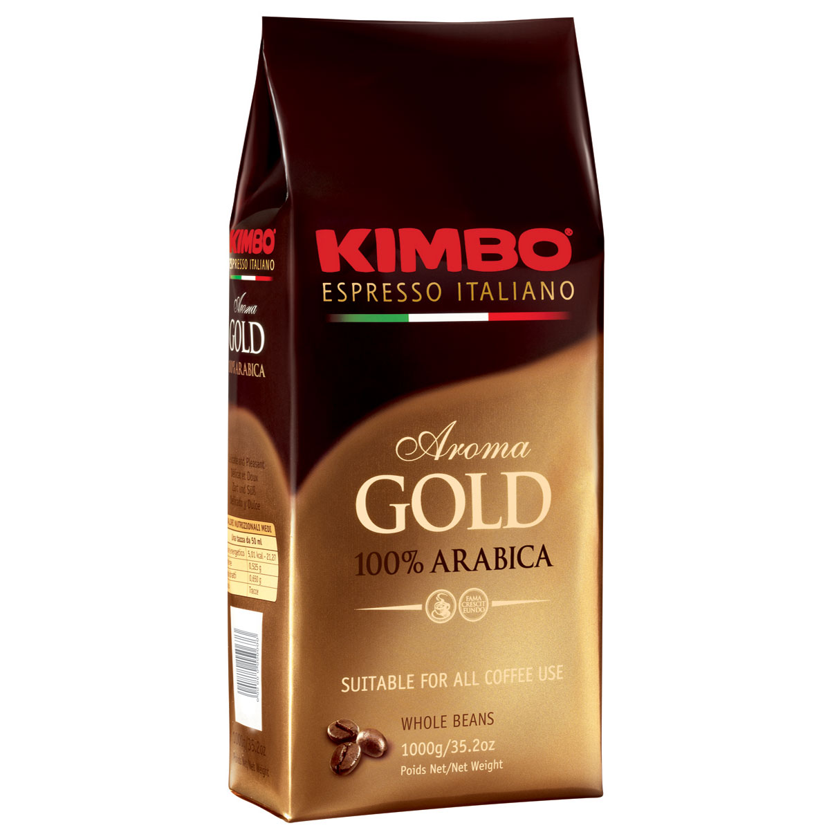Kimbo Aroma Gold 100% Arabica кофе в зернах, 1 кг8002200102180 Kimbo Aroma Gold 100% Arabica кофе в зернах, 1 кг8002200102180Натуральный жареный кофе в зернах Kimbo Aroma Gold 100% Arabica. Смесь превосходной арабики отличается нежным вкусом, мягкой кислинкой и тонким ароматом. Состав смеси: 100% арабика.