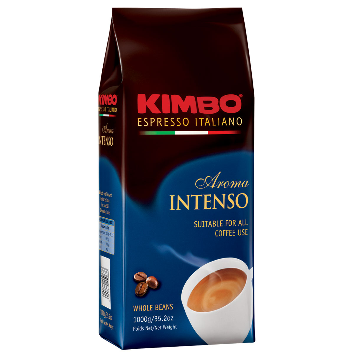Kimbo Aroma Intenso кофе в зернах, 1 кг8002200109080 Kimbo Aroma Intenso кофе в зернах, 1 кг8002200109080Натуральный жареный кофе в зернах Kimbo Aroma Intenso. Крепкий, с шоколадным послевкусием и ярким ароматом. Изысканная смесь арабики и робусты придаёт «Кимбо Арома Интенсо» насыщенный вкус. Состав смеси: 80% арабика, 20% робуста.