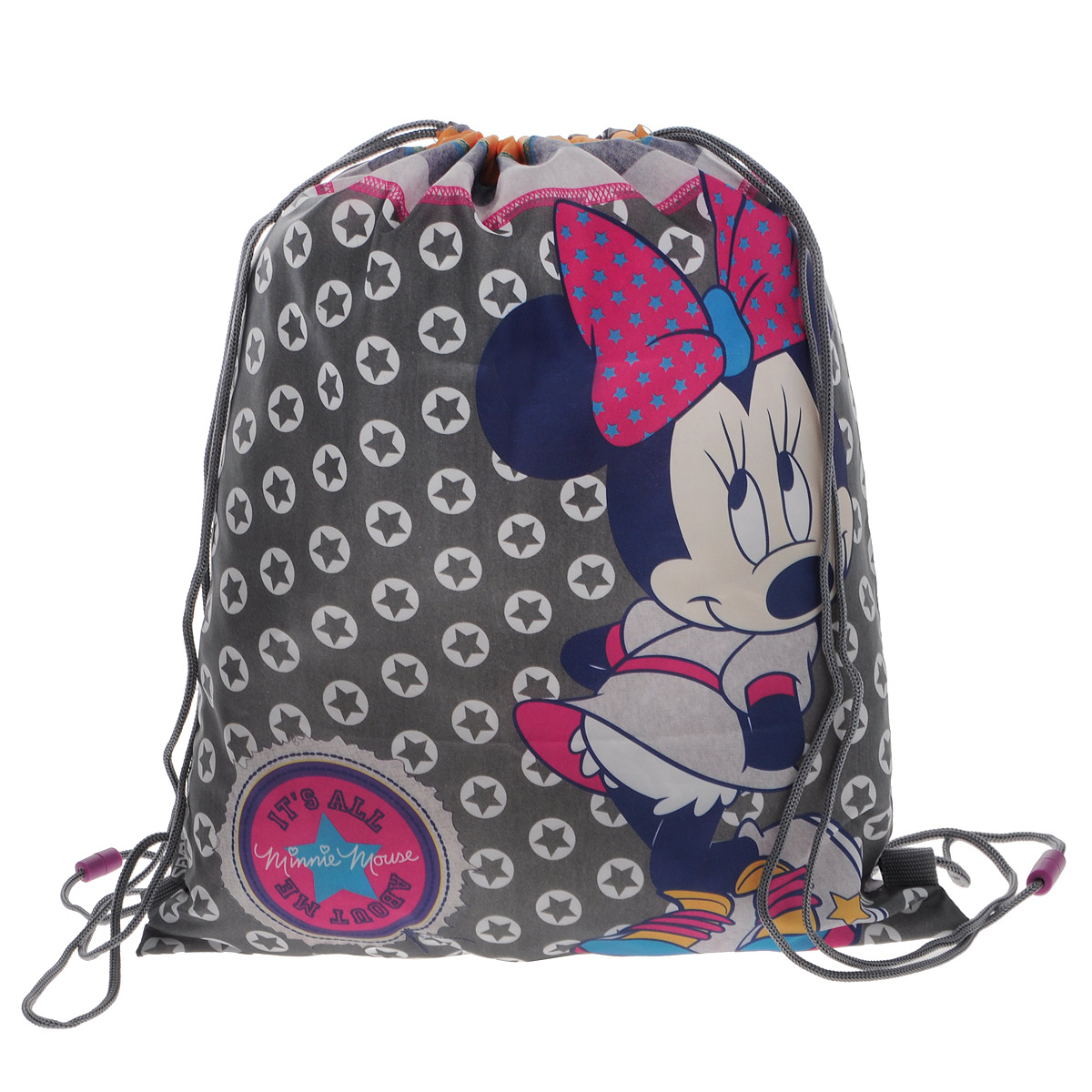 Сумка-рюкзак для обуви Minnie Mouse, цвет: серый. MMCB-UT1-883MMCB-UT1-883 Сумка-рюкзак для обуви Minnie Mouse, цвет: серый. MMCB-UT1-883MMCB-UT1-883Сумка для сменной обуви Minnie Mouse идеально подойдет как для хранения, так и для переноски сменной обуви и одежды. Сумка выполнена из прочного водонепроницаемого полиэстера и содержит одно вместительное отделение, затягивающееся с помощью текстильных шнурков. Шнурки фиксируются в нижней части сумки, благодаря чему ее можно носить за спиной как рюкзак. Оформлено изделие изображением любимого героя из мультфильма. Ваш ребенок с радостью будет ходить с таким аксессуаром в школу.