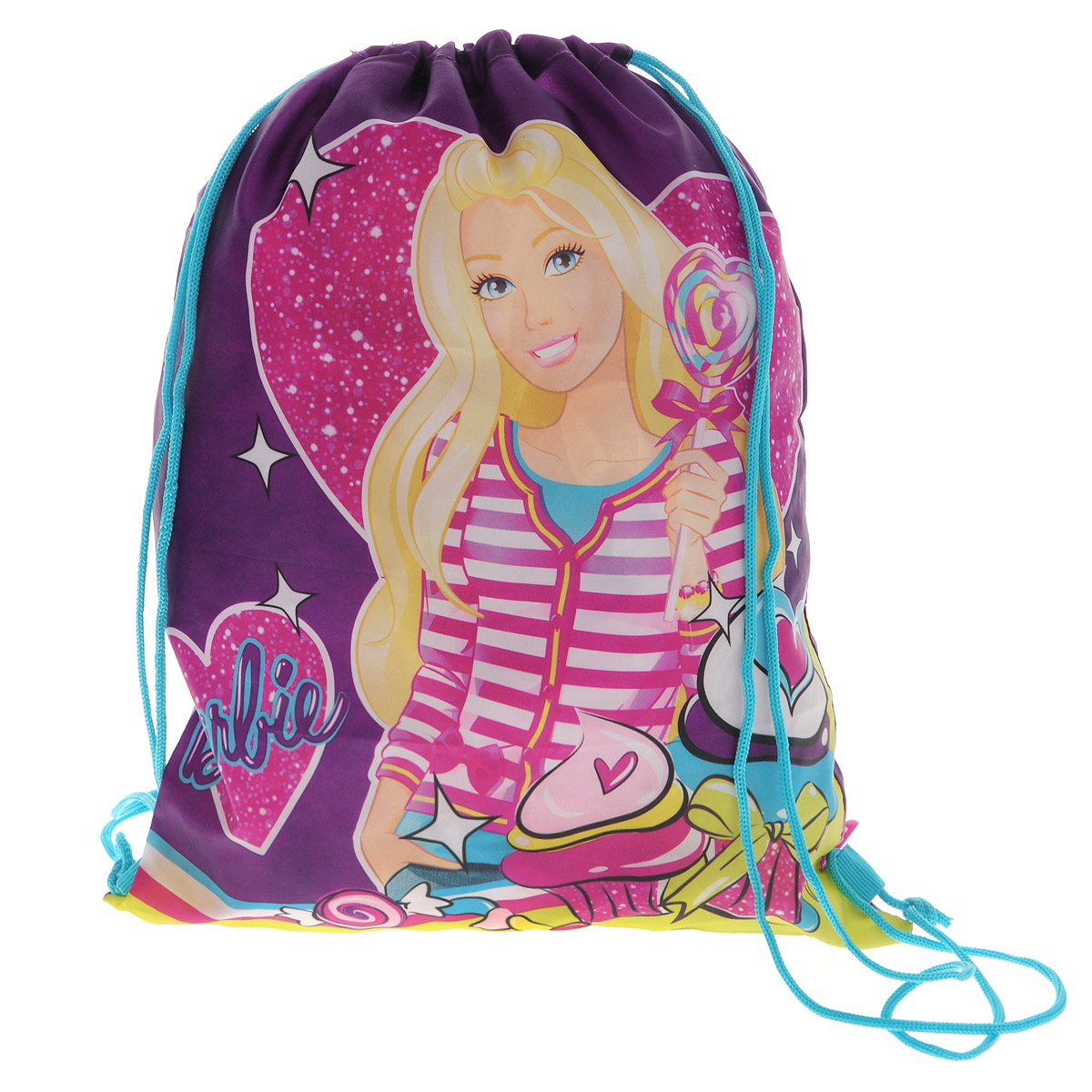 Barbie Сумка-рюкзак для обуви цвет фиолетовый BRCB-MT1-883BRCB-MT1-883 Barbie Сумка-рюкзак для обуви цвет фиолетовый BRCB-MT1-883BRCB-MT1-883Сумка для сменной обуви Barbie идеально подходит как для хранения, так и для переноски сменной обуви и одежды. Сумка выполнена из прочного водонепроницаемого полиэстера и содержит одно вместительное отделение, затягивающееся с помощью текстильных шнурков. Шнурки фиксируются в нижней части сумки, благодаря чему ее можно носить за спиной как рюкзак. Оформлено изделие изображением героини любимого мультфильма. Ваш ребенок с радостью будет ходить с таким аксессуаром в школу.