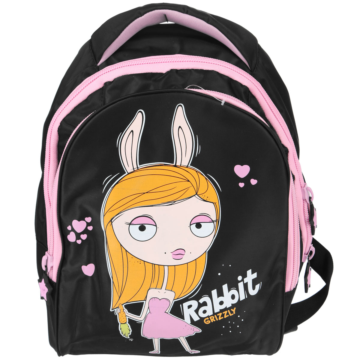 Рюкзак детский Grizzly, цвет: розовый. RD-215-1RD 215-1/3 Рюкзак детский Grizzly, цвет: розовый. RD-215-1RD 215-1/3Рюкзак с двумя отделениями, пеналом для карандашей, мягкими лямками и ручкой с вставками из неопрена, с жесткой спинкой с фигурной отсрочкой
