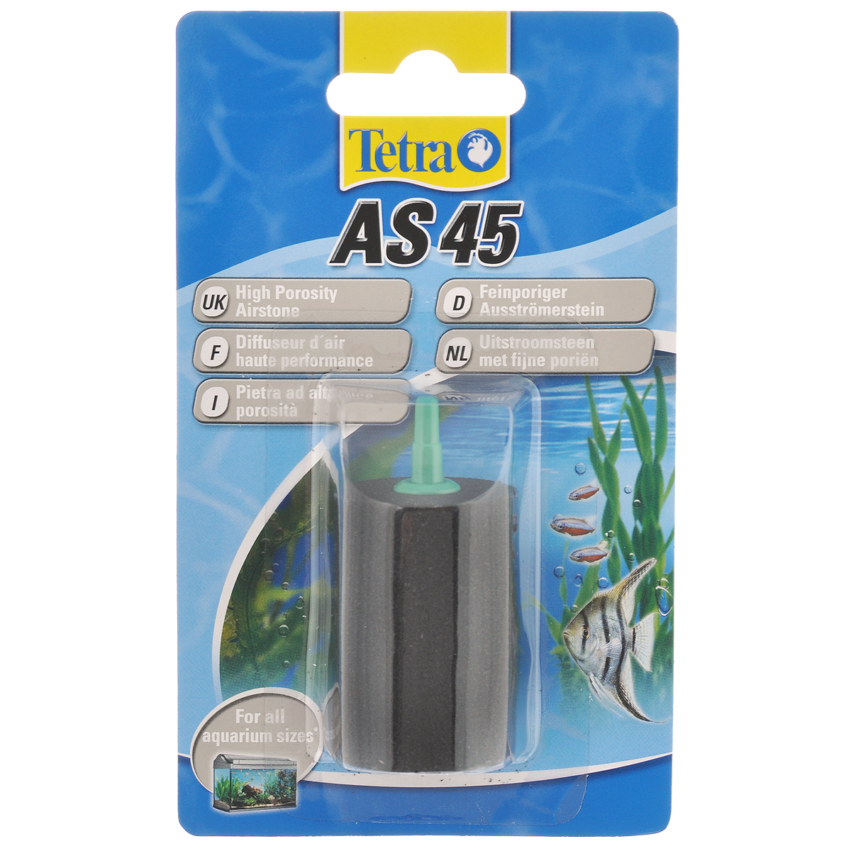 Воздушный распылитель Tetra AS 45603578 Воздушный распылитель Tetra AS 45603578Воздушный распылитель Tetra AS 45 - это мелкопористый распылитель для оптимального обеспечения аквариума кислородом. Сочетается с воздушным компрессором Tetra APS. Равномерное распределение кислорода в воде в виде мелких пузырьков; позволяет обеспечить полное использование возможностей компрессора; высокое качество изготовления обеспечивает долгую эксплуатацию; идеально подходит к воздушному компрессору Tetra APS.