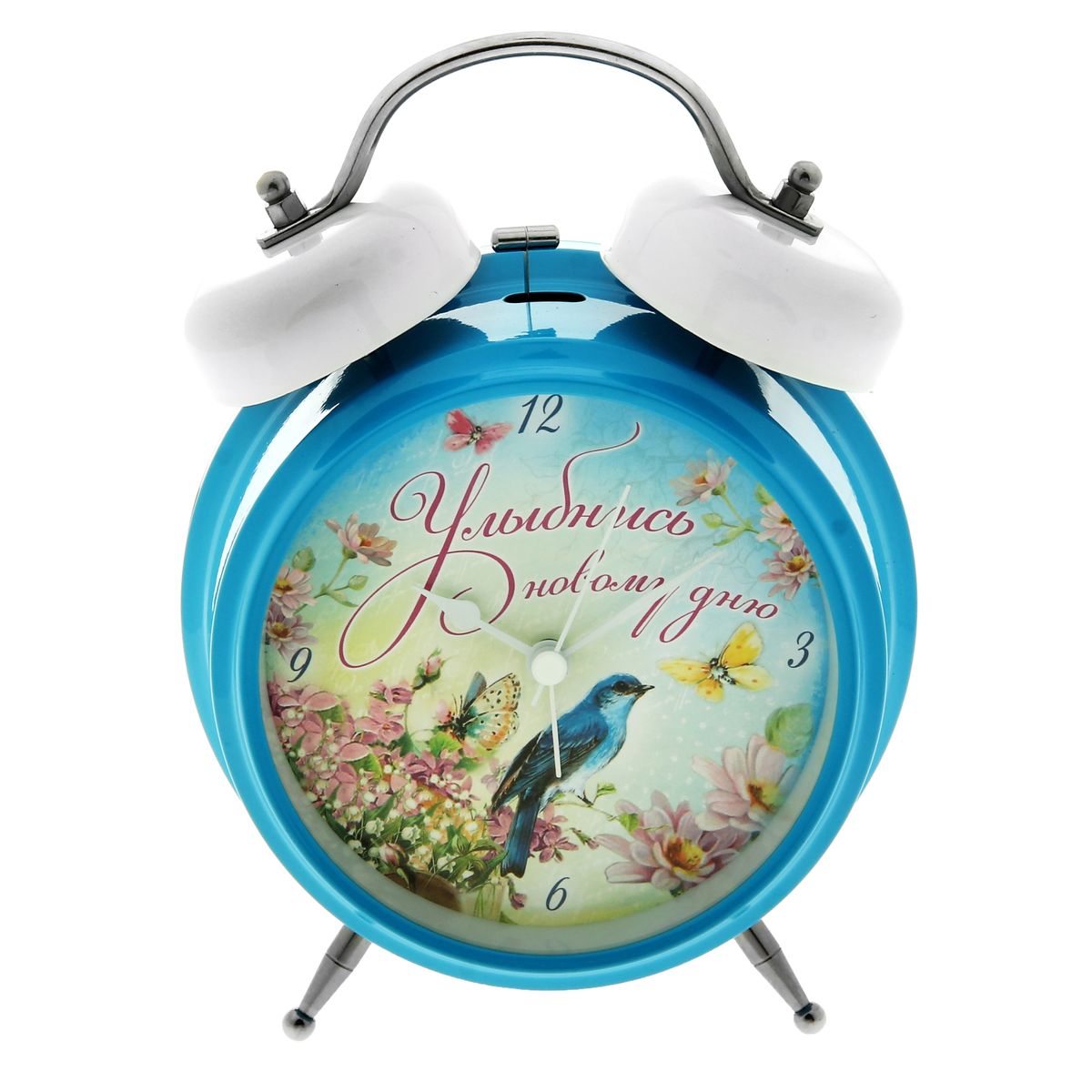 Часы-будильник Sima-land Улыбнись новому дню179043 Часы-будильник Sima-land Улыбнись новому дню179043Как же сложно иногда вставать вовремя! Всегда так хочется поспать еще хотя бы 5 минут и бывает, что мы просыпаем. Теперь этого не случится! Яркий, оригинальный будильник Sima-land Улыбнись новому дню поможет вам всегда вставать в нужное время и успевать везде и всюду. Будильник украсит вашу комнату и приведет в восхищение друзей. Время показывает точно и будит в установленный час. На задней панели будильника расположены переключатель включения/выключения механизма, а также два колесика для настройки текущего времени и времени звонка будильника. Также будильник оснащен кнопкой, при нажатии и удержании которой, подсвечивается циферблат. Будильник работает от 1 батарейки типа C напряжением 1,5V (не входит в комплект).