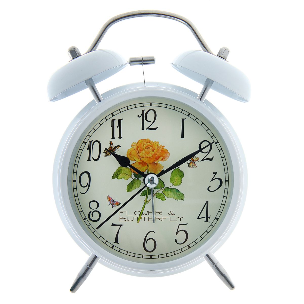Часы-будильник Sima-land Flower & Butterfly556717 Часы-будильник Sima-land Flower & Butterfly556717Как же сложно иногда вставать вовремя! Всегда так хочется поспать еще хотя бы 5 минут и бывает, что мы просыпаем. Теперь этого не случится! Яркий, оригинальный будильник Sima-land Flower & Butterfly поможет вам всегда вставать в нужное время и успевать везде и всюду. Корпус будильника выполнен из металла. Циферблат оформлен изображением цветов и бабочек. Часы снабжены 4 стрелками (секундная, минутная, часовая и для будильника). На задней панели будильника расположен переключатель включения/выключения механизма, а также два колесика для настройки текущего времени и времени звонка будильника. Изделие снабжено подсветкой, которая включается нажатием на кнопку с задней стороны корпуса. Пользоваться будильником очень легко: нужно всего лишь поставить батарейку, настроить точное время и установить время звонка. Необходимо докупить 1 батарейку типа АА (не входит в комплект).