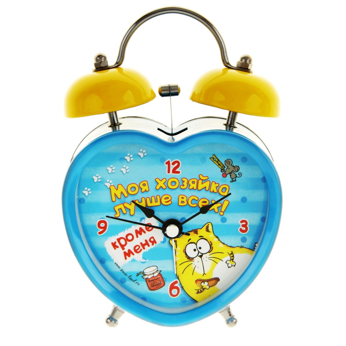 Часы-будильник Sima-land Моя хозяйка - лучшая836807 Часы-будильник Sima-land Моя хозяйка - лучшая836807Как же сложно иногда вставать вовремя! Всегда так хочется поспать еще хотя бы 5 минут и бывает, что мы просыпаем. Теперь этого не случится! Яркий, оригинальный будильник Sima-land Моя хозяйка - лучшая поможет вам всегда вставать в нужное время и успевать везде и всюду. Будильник украсит вашу комнату и приведет в восхищение друзей. Время показывает точно и будит в установленный час. На задней панели будильника расположены переключатель включения/выключения механизма, а также два колесика для настройки текущего времени и времени звонка будильника. Также будильник оснащен кнопкой, при нажатии и удержании которой, подсвечивается циферблат. Будильник работает от 1 батарейки типа AA напряжением 1,5V (не входит в комплект).
