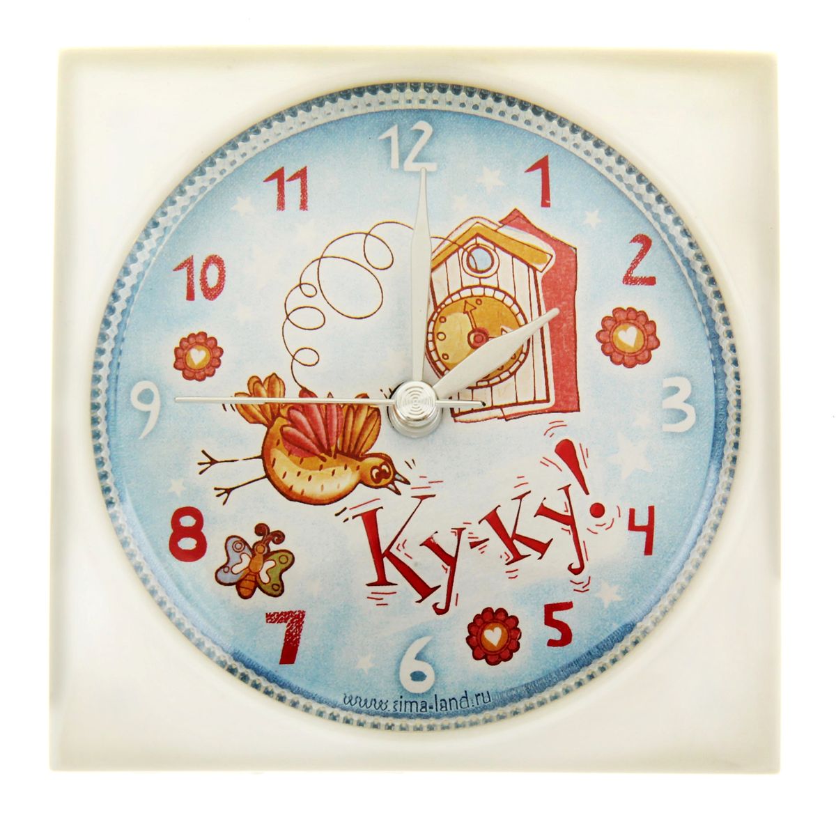 Часы-будильник Sima-land Кукушка845899 Часы-будильник Sima-land Кукушка845899Как же сложно иногда вставать вовремя! Всегда так хочется поспать еще хотя бы 5 минут и бывает, что мы просыпаем. Теперь этого не случится! Яркий, оригинальный будильник Sima-land Кукушка поможет вам всегда вставать в нужное время и успевать везде и всюду. Будильник украсит вашу комнату и приведет в восхищение друзей. Время показывает точно и будит в установленный час. На задней панели будильника расположены переключатель включения/выключения механизма, а также два колесика для настройки текущего времени и времени звонка будильника. Будильник работает от 1 батарейки типа AA напряжением 1,5V (не входит в комплект).