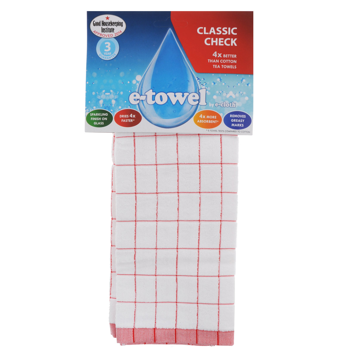 Кухонное полотенце E-cloth "Классическая клетка", цвет: белый, красный, 60 см х 40 см