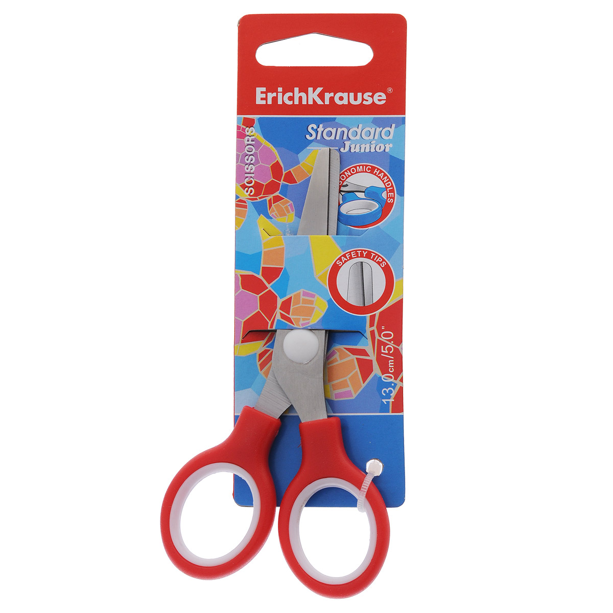 Ножницы Erich Krause Standard Junior, цвет: красный, 13 см35505_красный Ножницы Erich Krause Standard Junior, цвет: красный, 13 см35505_красныйДетские ножницы Erich Krause Standard Junior с безопасными закругленными лезвиями изготовлены из высококачественной нержавеющей стали. Облегченные ручки ножниц адаптированы для детской руки. Вашему ребенку будет настоящим удовольствием выполнять с ножницами Erich Krause различные аппликации из бумаги или других материалов.